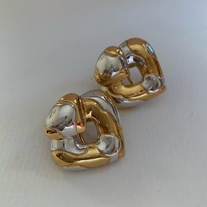 18k Yellow and White Gold Door Knocker Earrings